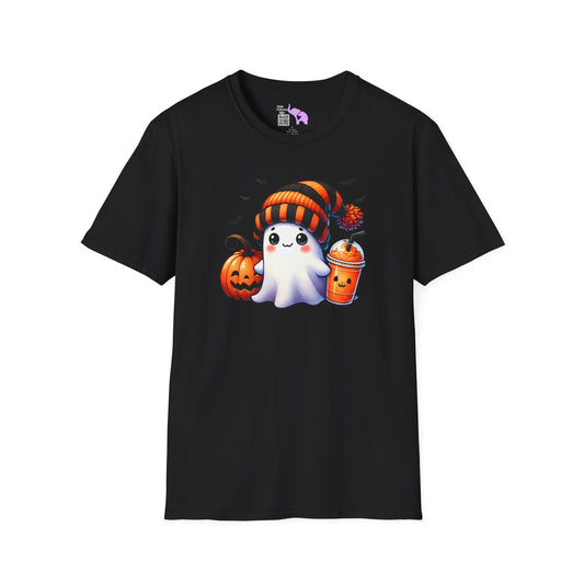 Cute Ghost w/Pumpkins Adult T-shirt
