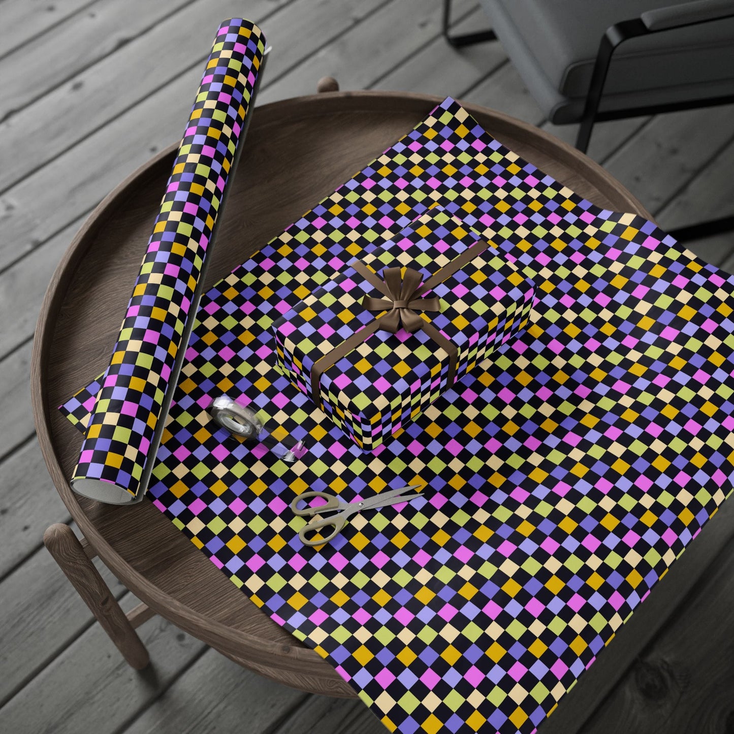 Joyful Checkerboard Gift Wrap