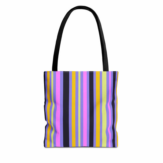 Midnight Pop Stripes Canvas Tote Bag
