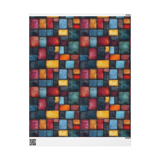 Colorful Leather Patchwork Wrapping Paper