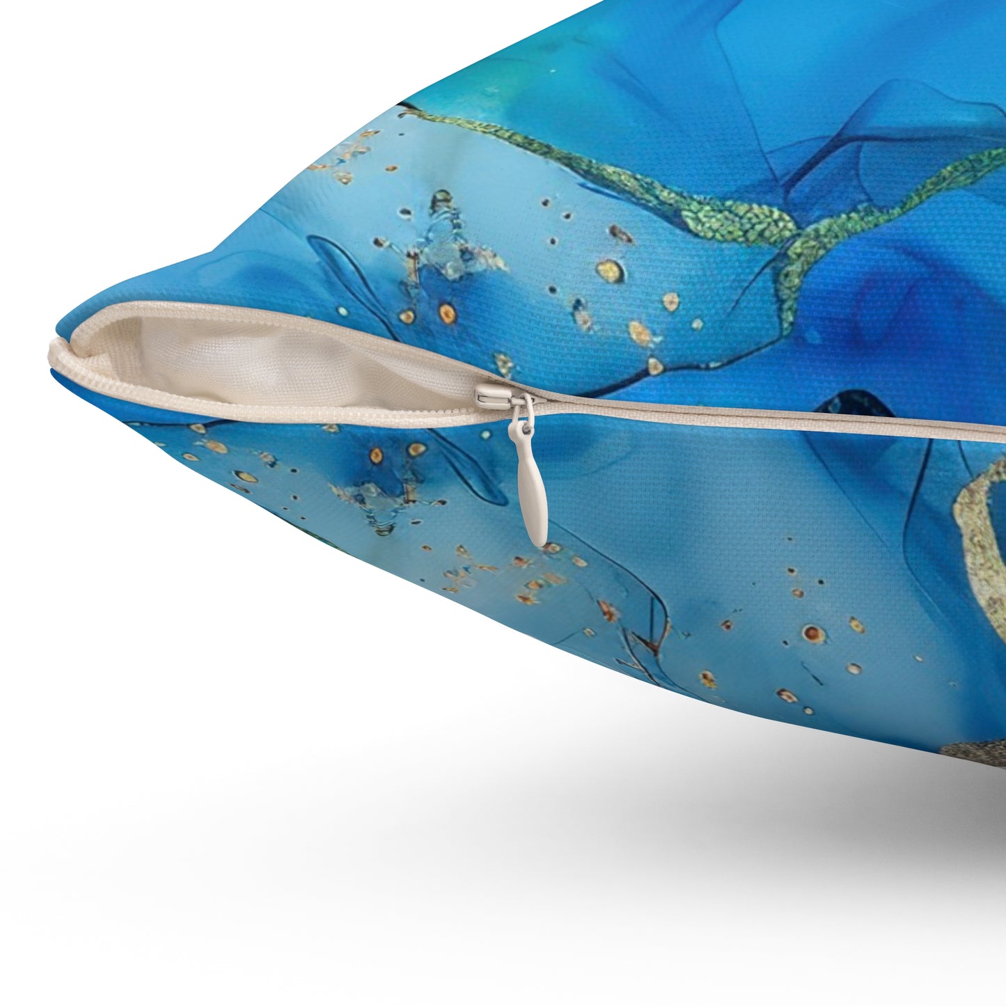Turquoise Marble Print Throw Pillow