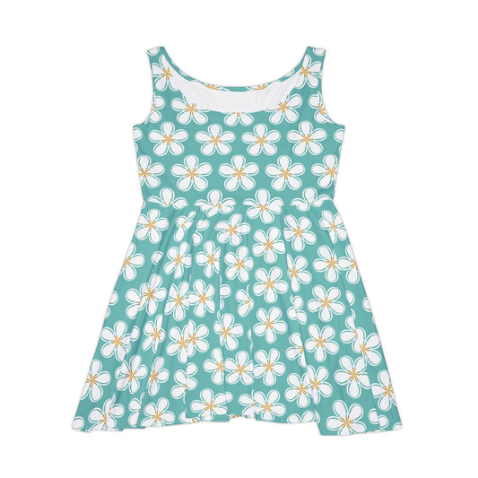 Teal Hibiscus Women's Skater Dress - Fun Spring Floral Dress for Every Occasion