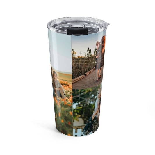 Personalized 3 Photo 20oz Stainless Steel Tumbler – Custom 1 Portrait & 2 Landscape Picture Cup