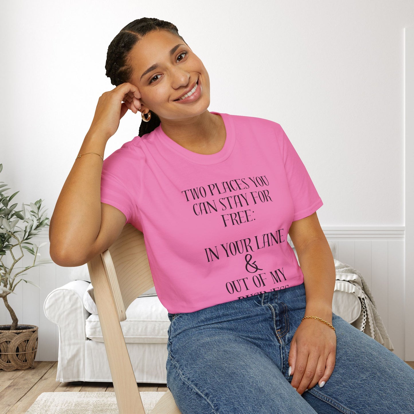 2 Places You Can Stay For Free: Your Lane & Out of My Business Adult T-shirt