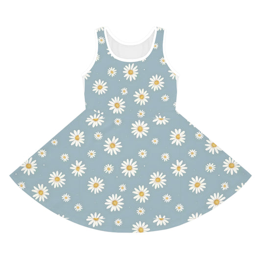 Daisy Print Girls' Sleeveless Sundress - Perfect for Summer Parties & Playdates