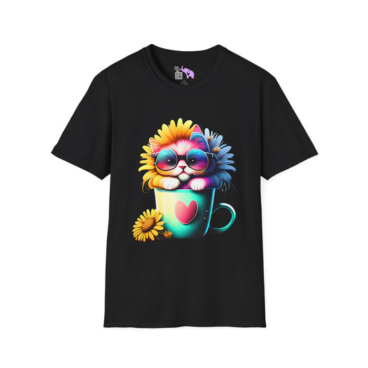 Cool Sunflower Kitten 2 Adult T-shirt