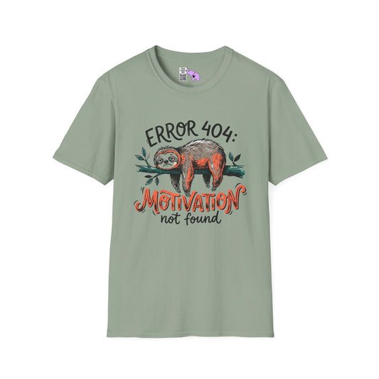 Error 404: Motivation Not Found (Sloth on Branch) Adult T-shirt