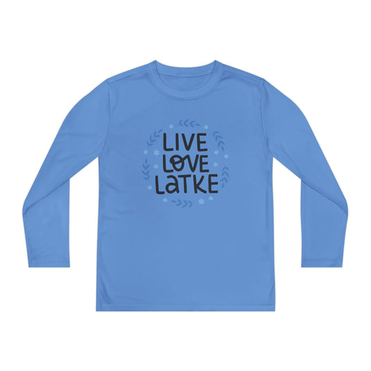 Hanukkah Live Love Latke Youth Long Sleeve Tee