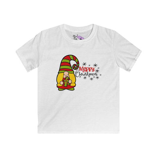 Merry Christmas Girl Gnome Youth Softstyle Tee