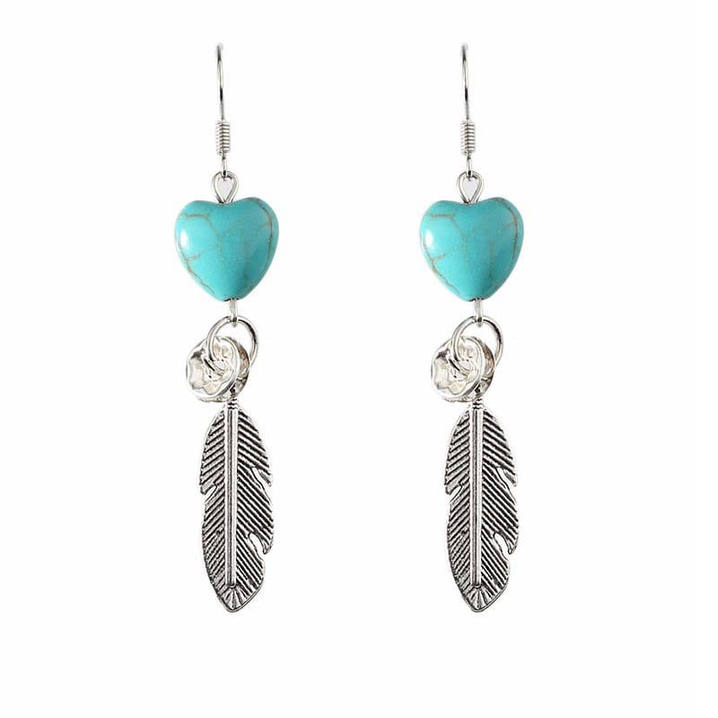 Turquoise Feather Earrings