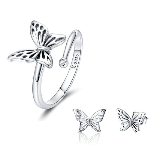 Silver Butterfly Dream Stud Earrings