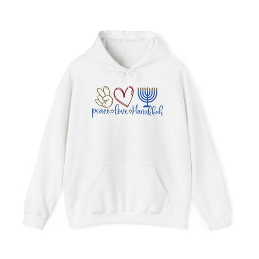 Peace Love Hanukkah Adult Heavy Blend™ Hooded Sweatshirt