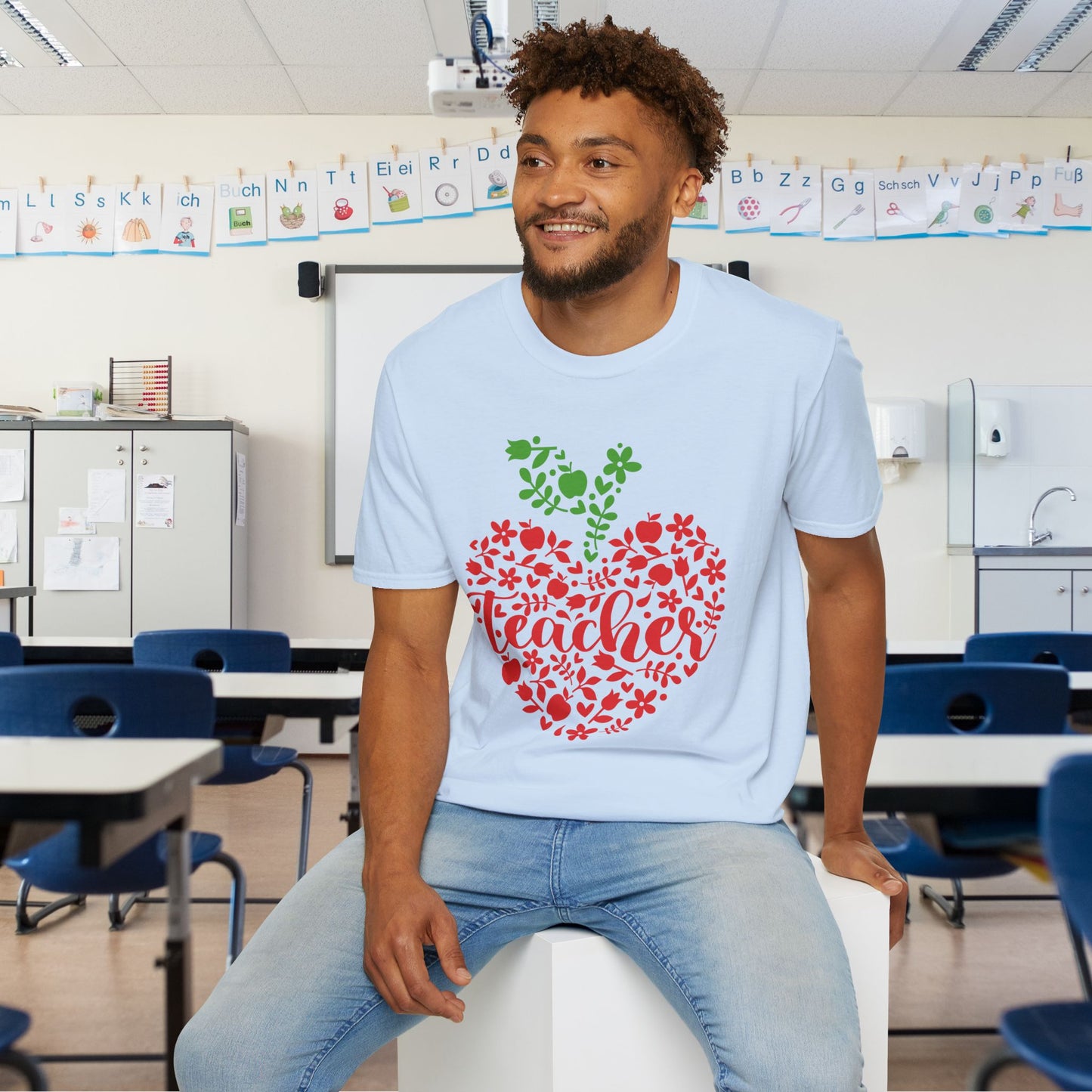 Teacher Apple Heart Adult T-shirt
