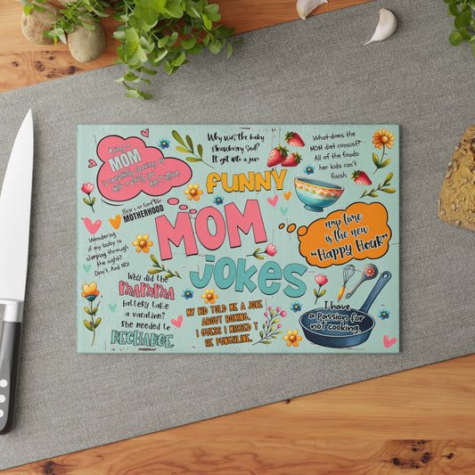 Funny Mom Cooking Jokes 2 Glass Cutting Board