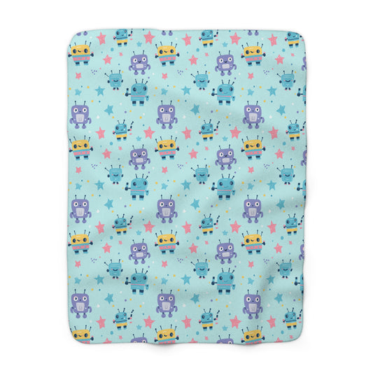 Robo Galaxy Giggles Sherpa Fleece Blanket