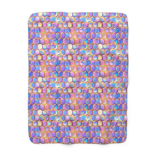Aurora Hexagons Sherpa Fleece Blanket