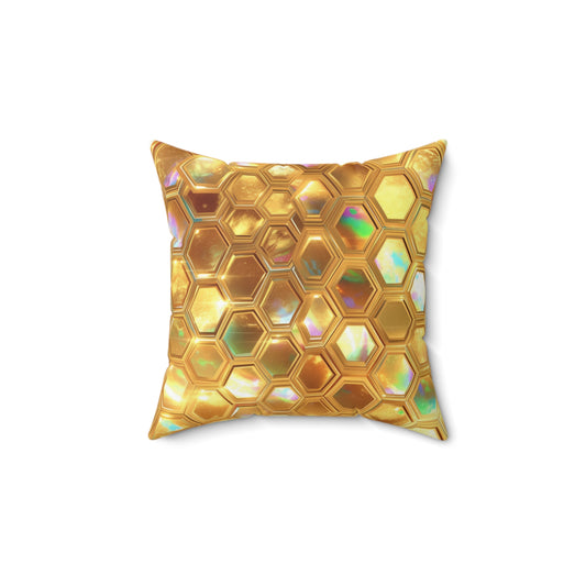 Golden Prism Grid Throw Pillow