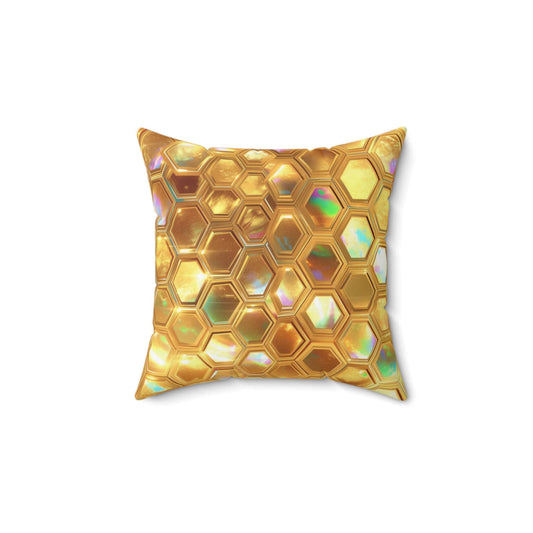 Golden Prism Grid Throw Pillow