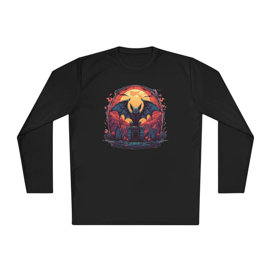 Creepy Bats Over Moon 14 Adult Long Sleeve Tee