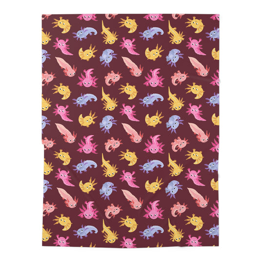 Crimson Axolotls Baby Swaddle Blanket