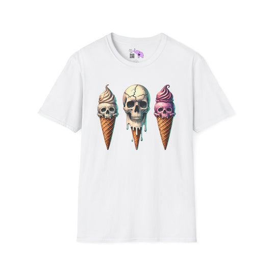 Ice Cream Cone Skull Adult T-shirt
