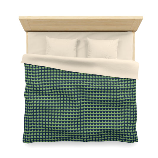 Diamond Bloom-Sage & Navy Microfiber Duvet Cover