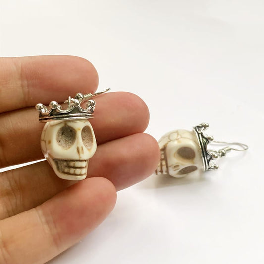 Retro Gothic Coronation Crown Skull Earrings