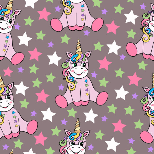 Unicorns on Brown Duvet Bedding Set