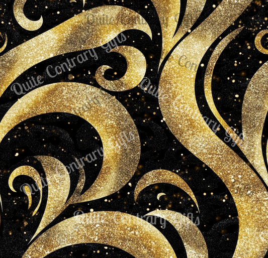 Black & Gold Luxe Swirl Duvet Bedding Set