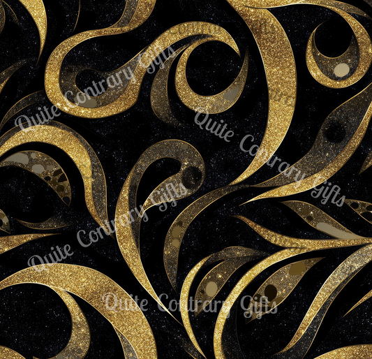 Golden Noir Swirl Duvet Bedding Set