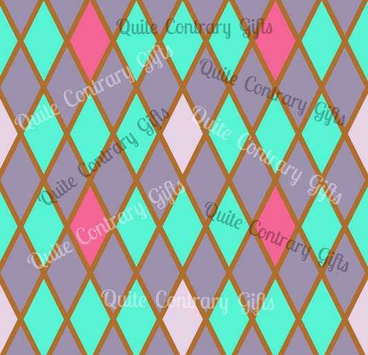 Teal/Pink Harlequin Basic Bedding Set