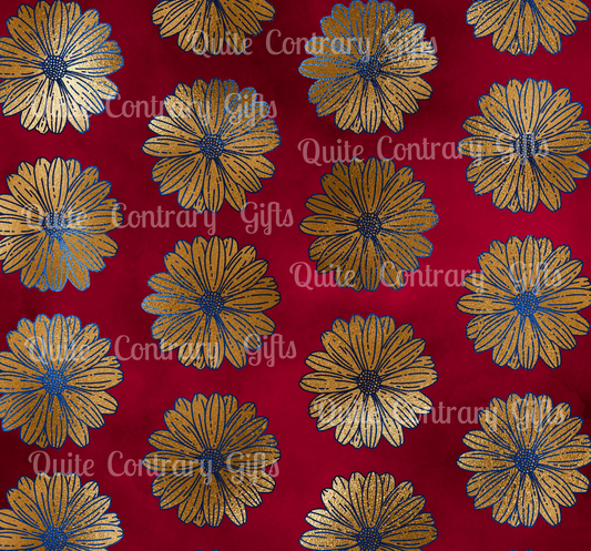 Majestic Crimson Daisies Duvet Bedding Set