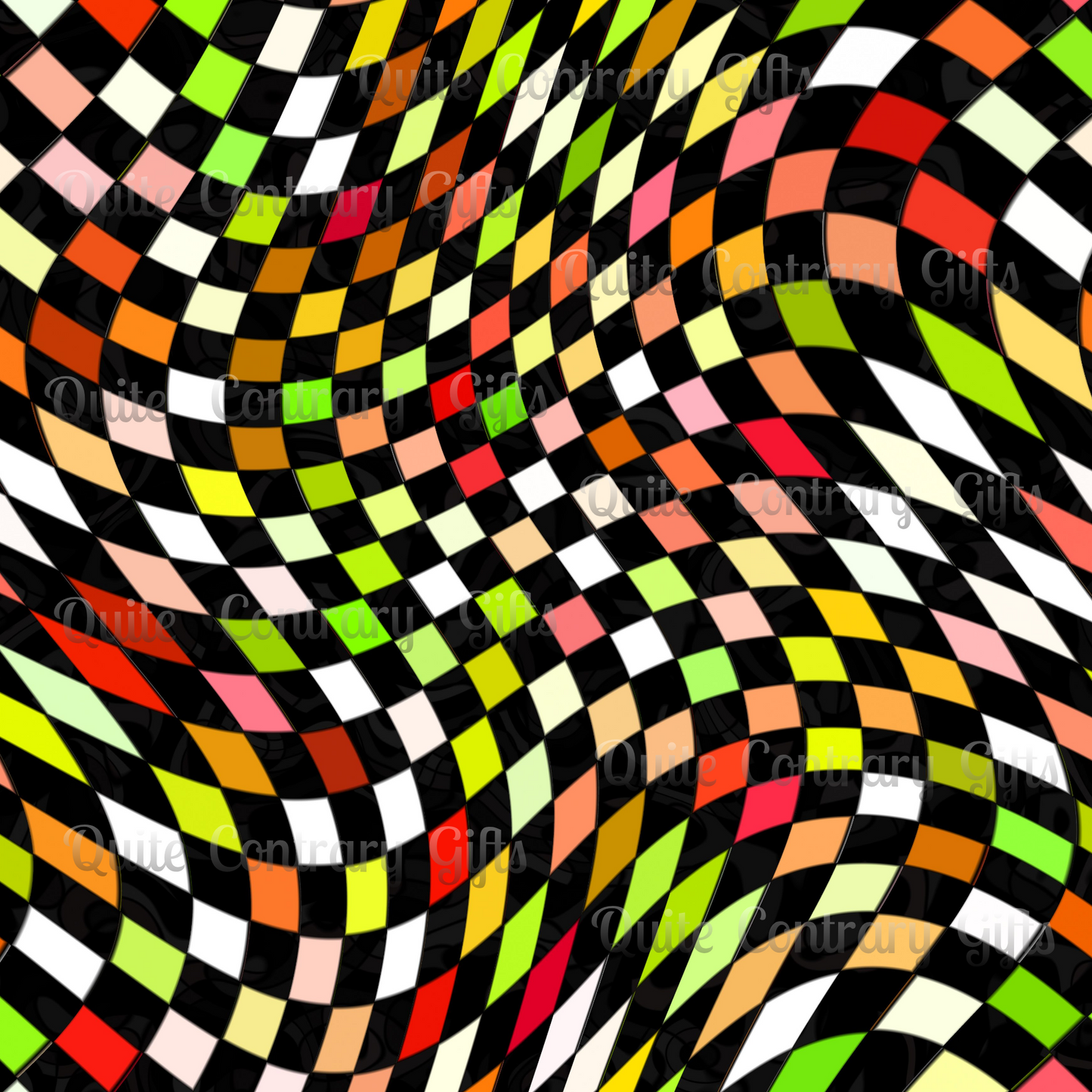 Warped Yellow/Green Checkered Microfiber Duvet Cover