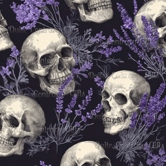 Midnight Lavender Skulls Comforter
