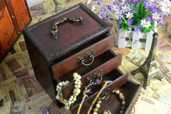 Wooden 4-Drawer Jewelry Box