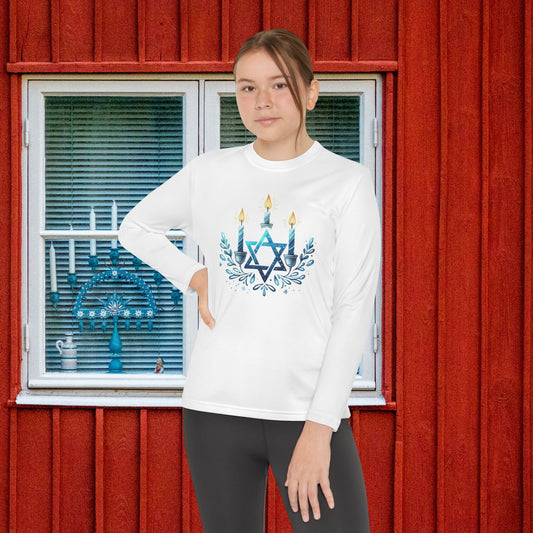 Star & Flame Hanukkah Youth Long Sleeve Tee