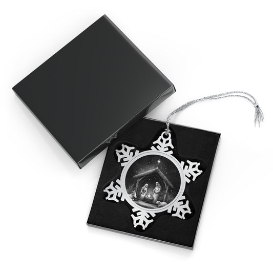 Oh Holy Night Pewter Snowflake Ornament