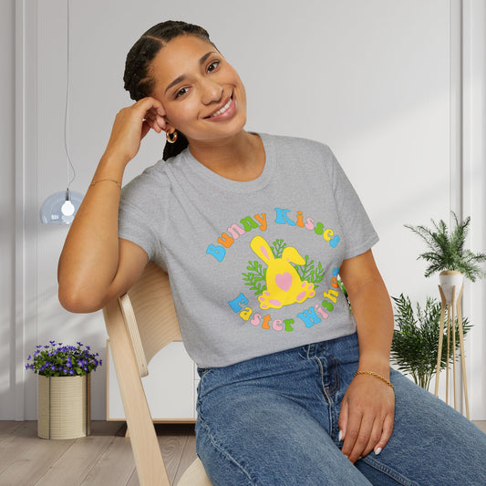 Bunny Kisses Easter Wishes Adult T-shirt