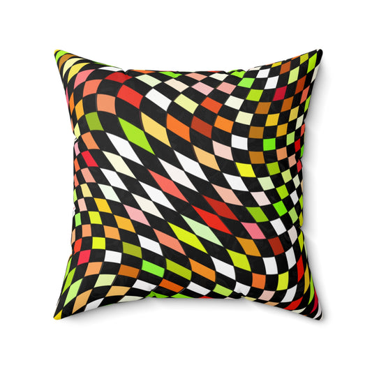 Warped Yellow/Green Checkered Duvet Bedding Set