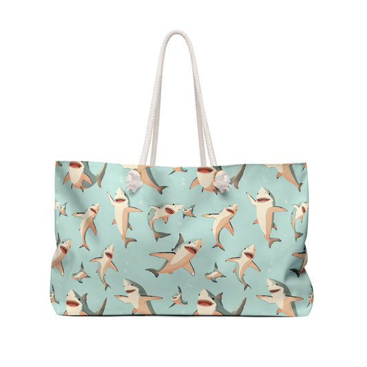 Aquamarine Sharks Weekender Bag