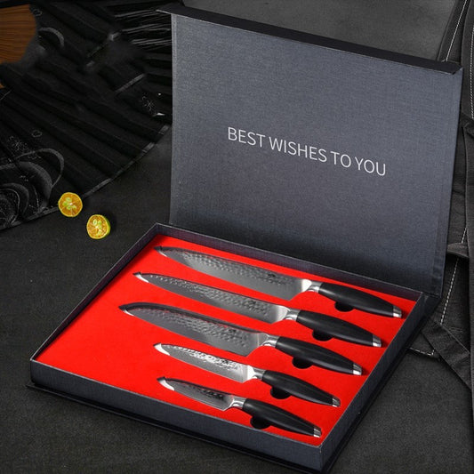 Hammered Stainless Steel Chef Knife Set