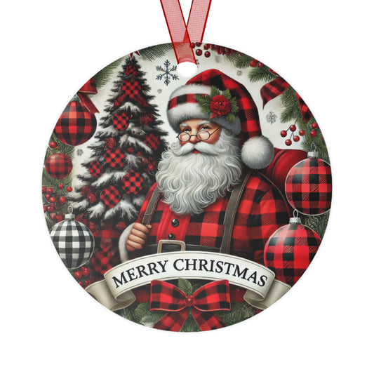 Jolly Santa Wishes Metal Ornament