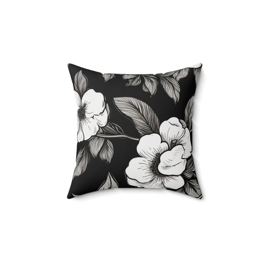 Black & White Daisies Throw Pillow