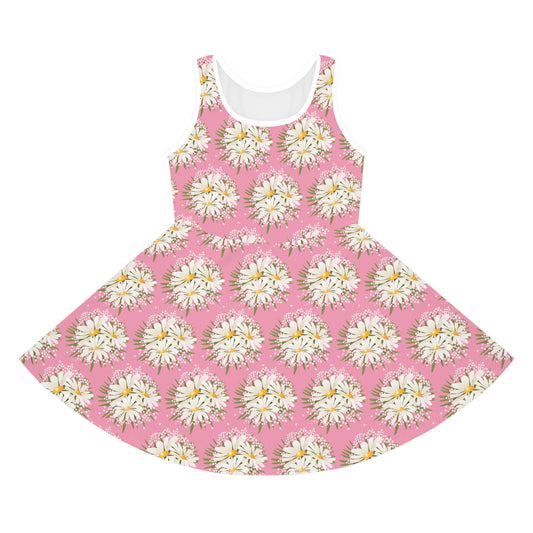 Daisies in Pink Print Girls' Sleeveless Sundress - Perfect for Summer Parties & Playdates
