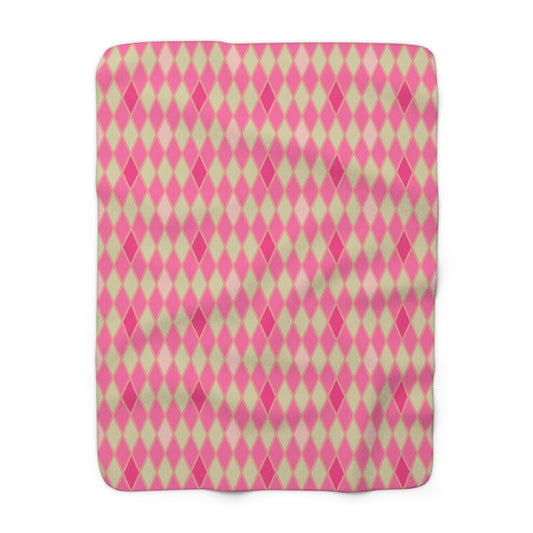 Pink Harlequin Fleece Blanket