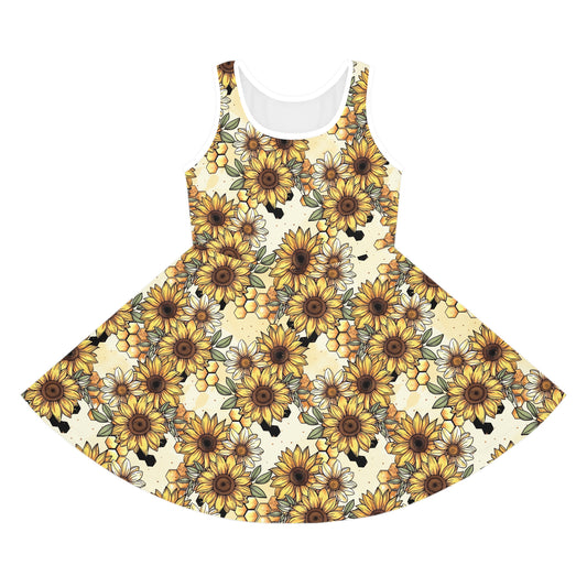 Honeycombs & Sunflowers Girls' Sleeveless Sundress
