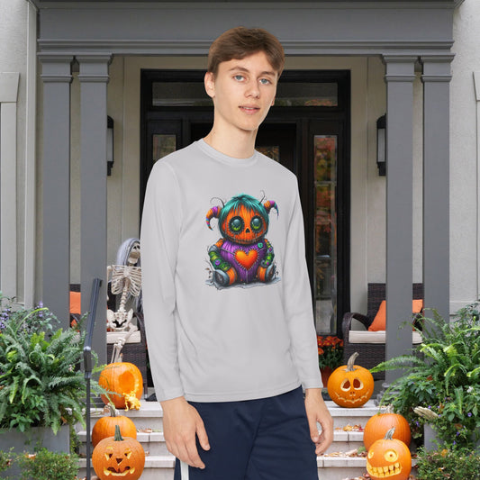 Patchwork Pumpkin Heart Youth Long Sleeve Tee