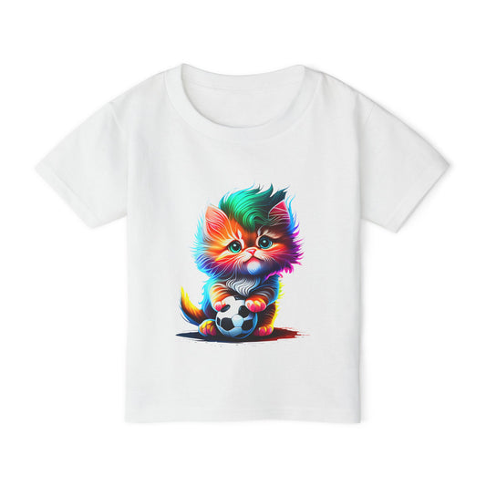 Cute Colorful Kitten w/Soccer Ball Heavy Cotton™ Toddler T-shirt