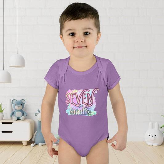Pastel Wild One Milestone Baby Bodysuit-Seven Months