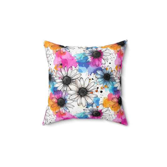 Watercolor Daisy Dream Throw Pillow